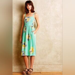 Corey Lynn Calter Aqua Floral Print Midi Dress